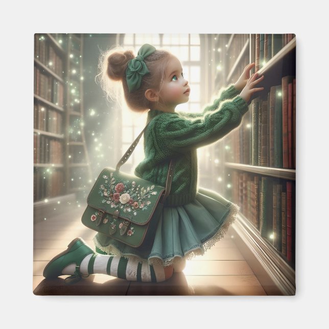 À la bibliothèque - Aimant vert (Devant)