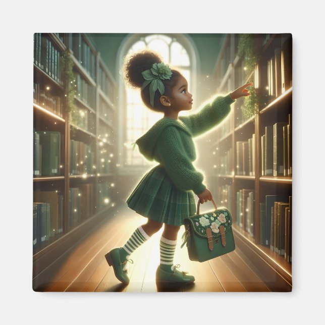 À la bibliothèque - Aimant vert (Devant)