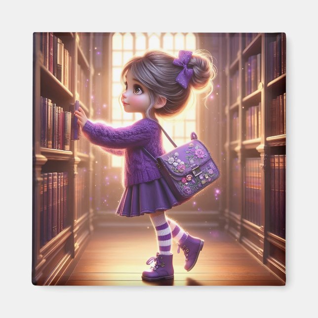 À la bibliothèque - Aimant violet (Devant)
