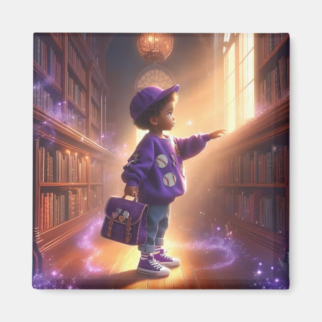 À la bibliothèque - Aimant violet (Devant)