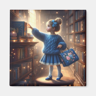 À la bibliothèque - Magnet bleu