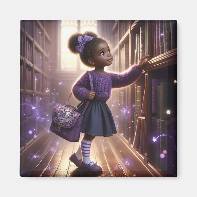 À la bibliothèque - Magnet pourpre (Devant)