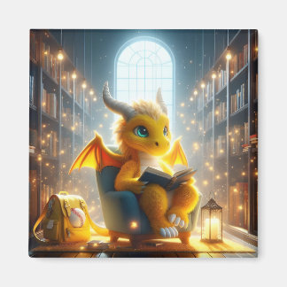 À la bibliothèque - Yellow Dragon Magnet