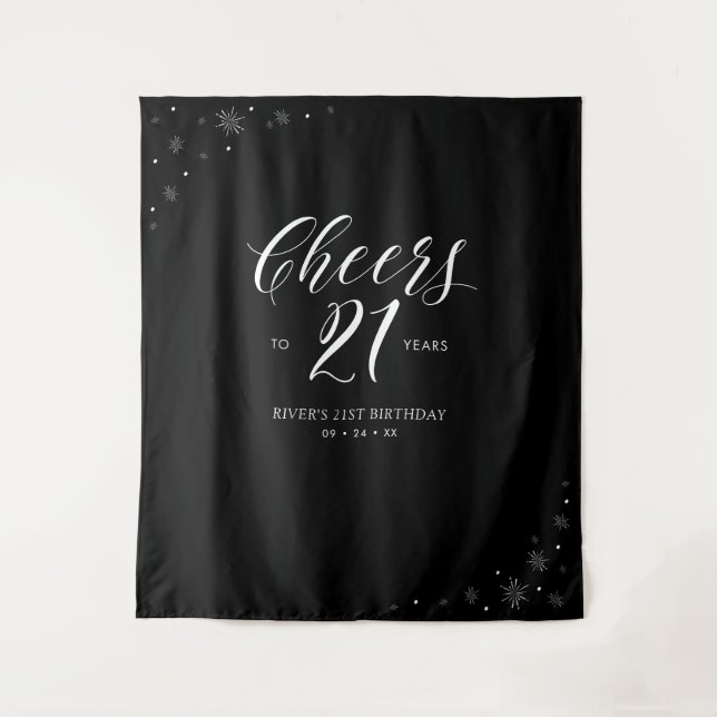 À la fête pour 21 ans | Tapisserie de fête d'anniv (Devant)