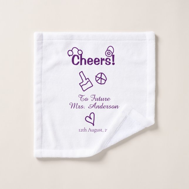 À la future Mme nom de la mariée doodle violet (Gant de toilette)