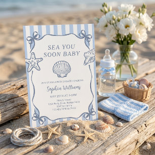 À la mer bientôt bébé Invitation à la baby shower 