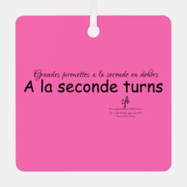 A La Seconde Turns Hot Pink and Black Sq. Ornament Aus Metall