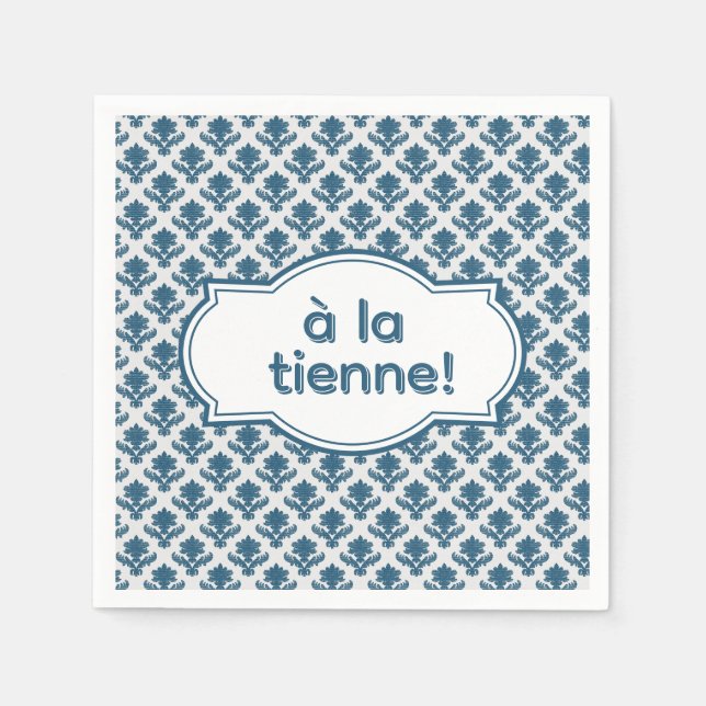 À la Tienne! Elegant French Tapestry Blue White Serviette (Vorderseite)