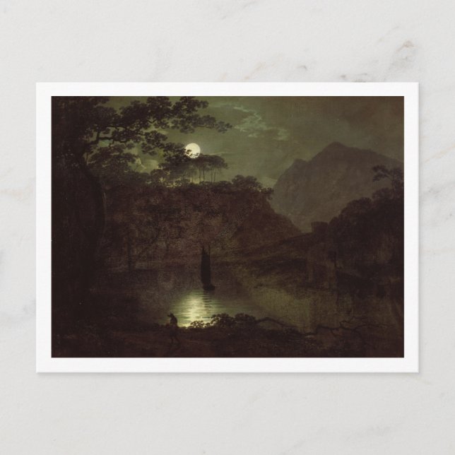 A Lake by Moonlight, c.1780-82 (Öl auf Leinwand) Postkarte (Vorderseite)