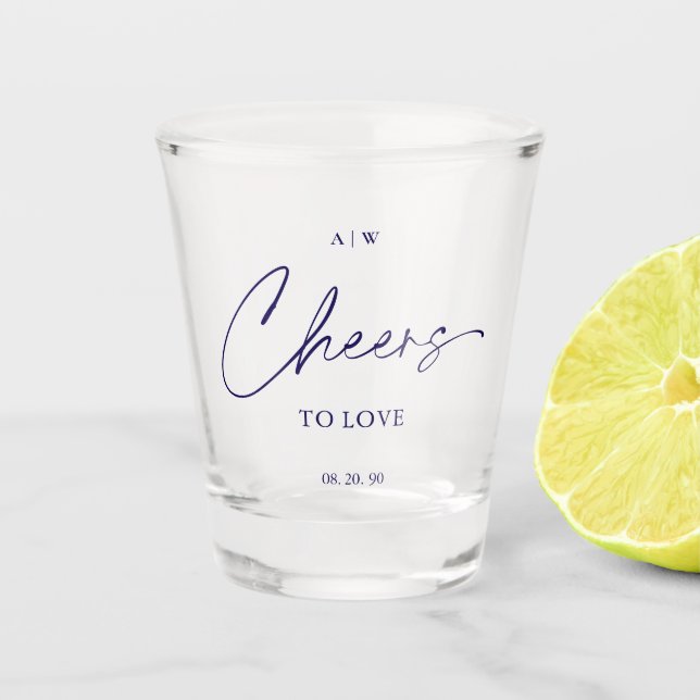 À l'amour – Élégant verre à shot de mariage (Devant)