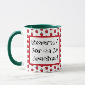 A+ Lehrer Rother Apfel Coole Schule Cartoon Tasse