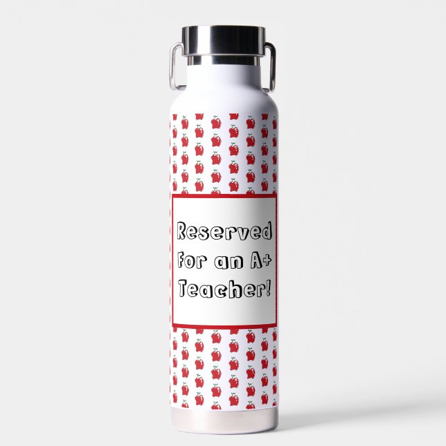 A+ Lehrer Rother Apfel Coole Schule Cartoon Trinkflasche (Vorne)