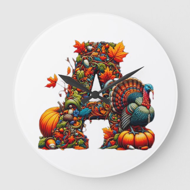 A letter A in Thanksgiving style Große Wanduhr (Vorderseite)