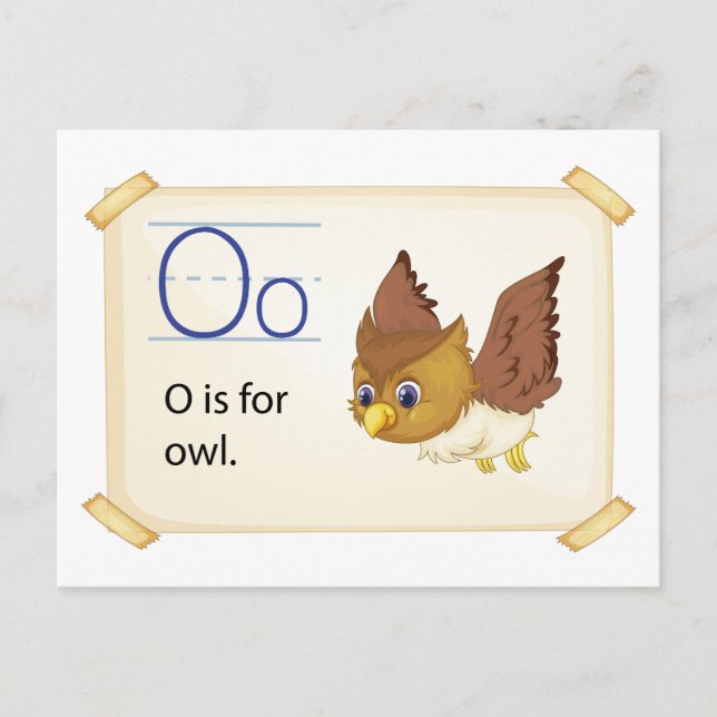 A letter O for owl Postkarte (Vorderseite)