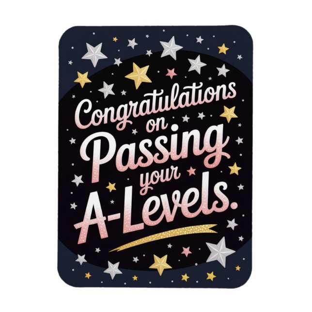 A Level Exam radiant star Congratulation cards Magnet (Vertikal)