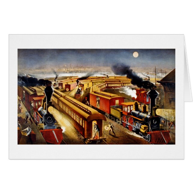 À l'heure - locomotives vintages la nuit (Devant horizontal)