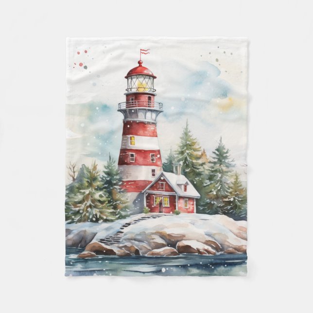A Lighthouse in Winter Fleecedecke (Vorderseite)