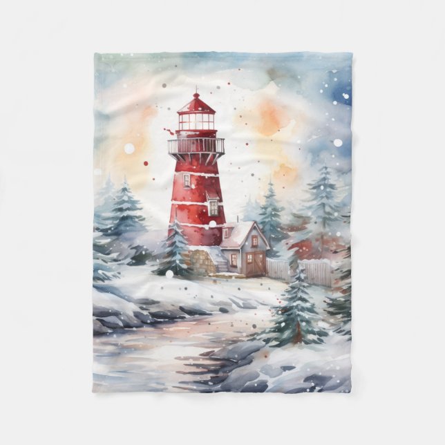 A Lighthouse in Winter Fleecedecke (Vorderseite)