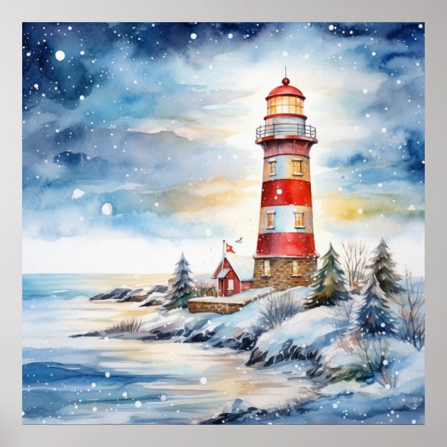 A Lighthouse in Winter Poster (Vorne)