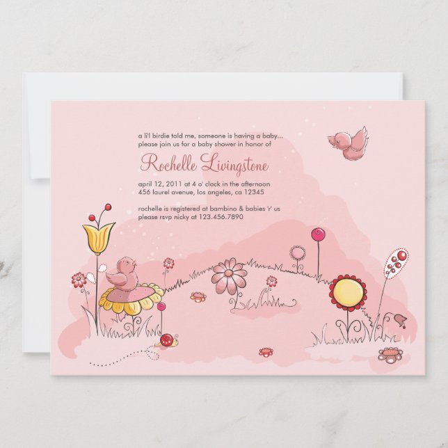 A li'l birdy Baby Shower Einladung (Vorderseite)