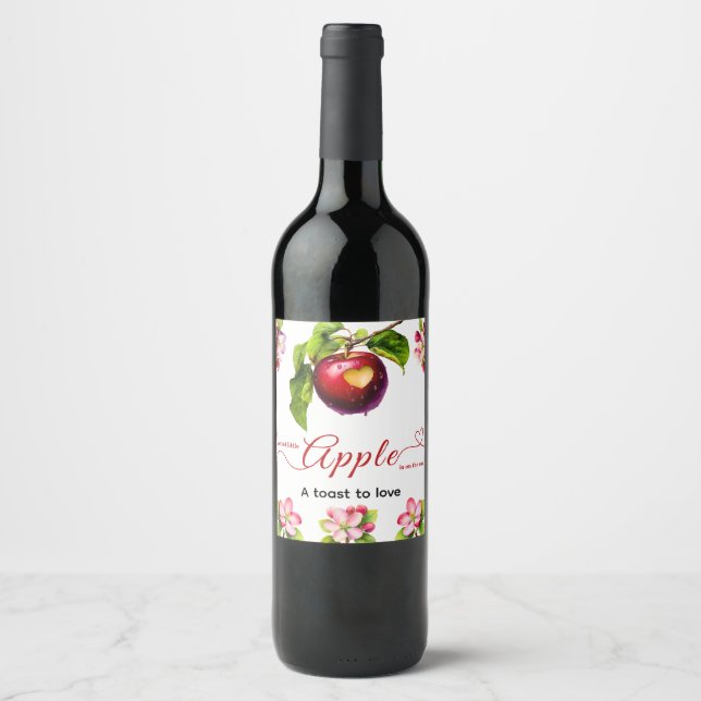 A Little Apple Is On The Way | Fall Baby Shower  Weinetikett (Vorderseite)