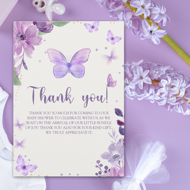 A Little Baby Butterfly is on The Way Baby shower Dankeskarte (Von Creator hochgeladen)