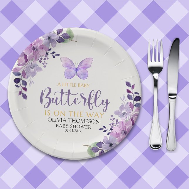 A Little Baby Butterfly is on The Way Baby shower Pappteller (Von Creator hochgeladen)