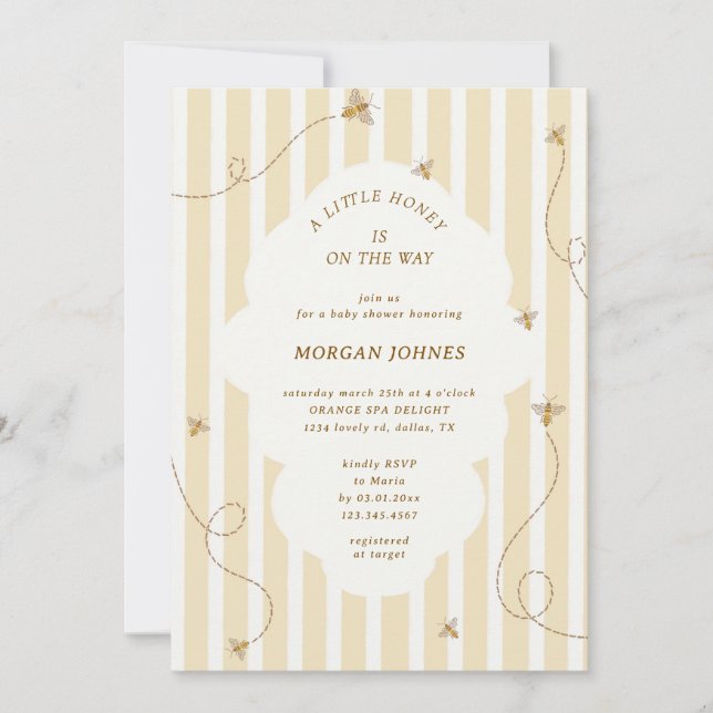 A Little Bee Baby Shower Invitation Einladung (Vorderseite)