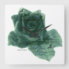 A Little Bird Told Me Rose Quadratische Wanduhr