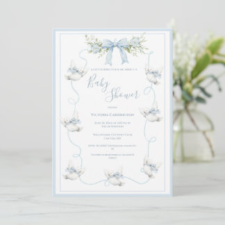 A Little Bird Told Me Vintage Bow  Baby Shower Einladung