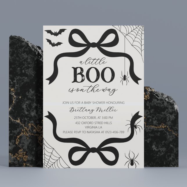 A Little Boo Baby Shower Halloween Bow Invitation Einladung (Von Creator hochgeladen)