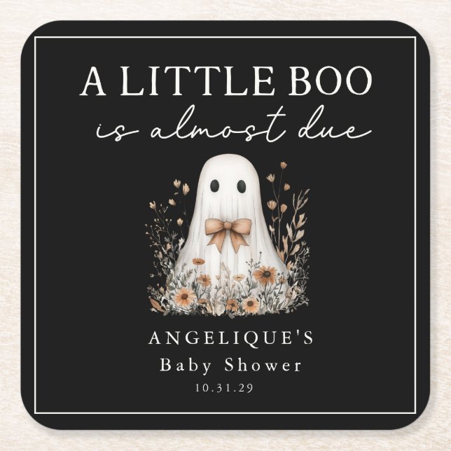 A Little Boo Ghost Wildflower Baby Shower  Rechteckiger Pappuntersetzer (Vorderseite)