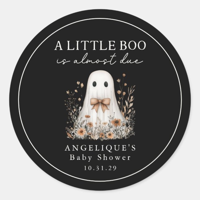 A Little Boo Ghost Wildflowers Baby Shower  Runder Aufkleber (Vorderseite)