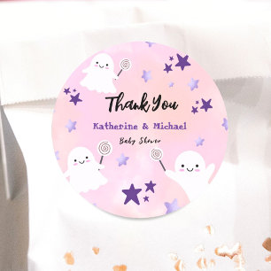 A Little Boo   Halloween Girl Baby Dusche Runder Aufkleber