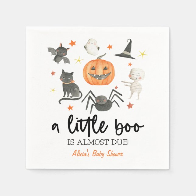 A Little Boo Is Almost Due! Baby Shower Halloween Serviette (Vorderseite)