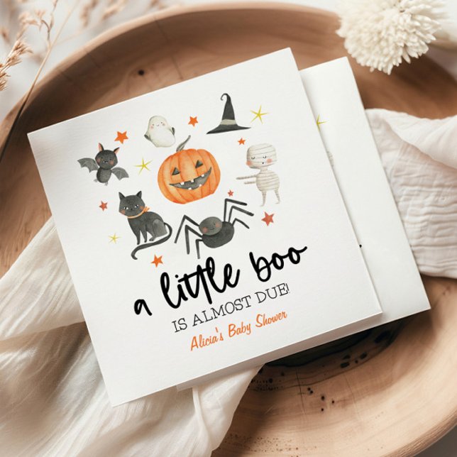 A Little Boo Is Almost Due! Baby Shower Halloween Serviette (Von Creator hochgeladen)