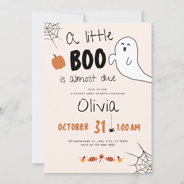 A little Boo Is Almost Due baby shower invitation (Devant)
