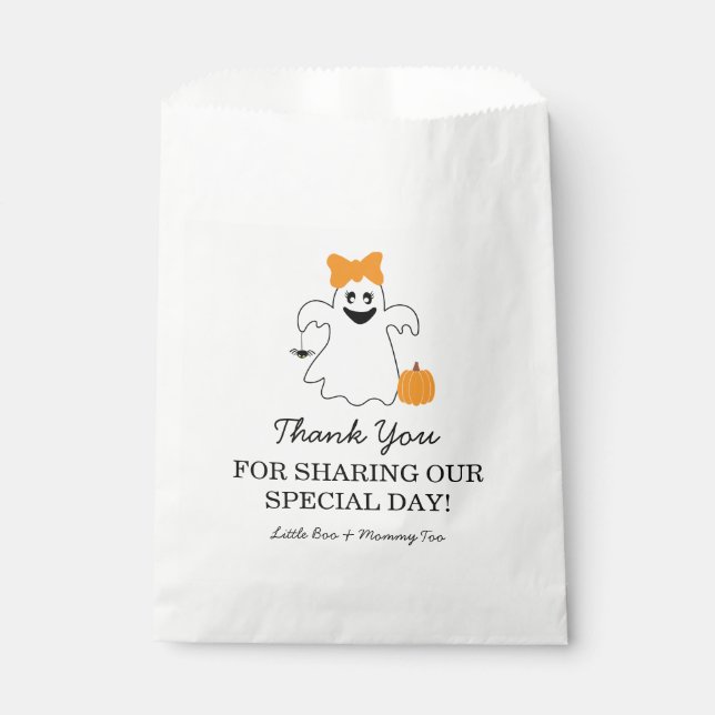 A Little Boo Is Almost Due Halloween Baby Shower Geschenktütchen (Vorderseite)