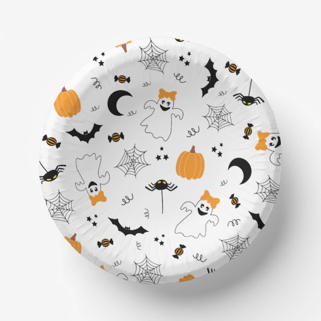A Little Boo Is Almost Due Halloween Baby Shower Pappteller (Vorderseite)