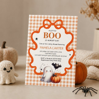 A Little Boo Is Due Orange Halloween Baby Shower Einladung