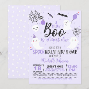A Little Boo is Fast Due - Girl (Wh/Lila) Einladung