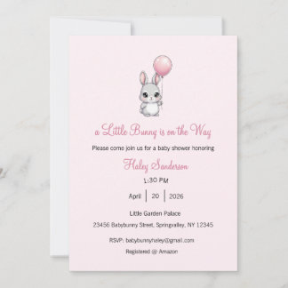 A Little Bunny is on the Way Invitation, Baby  Einladung