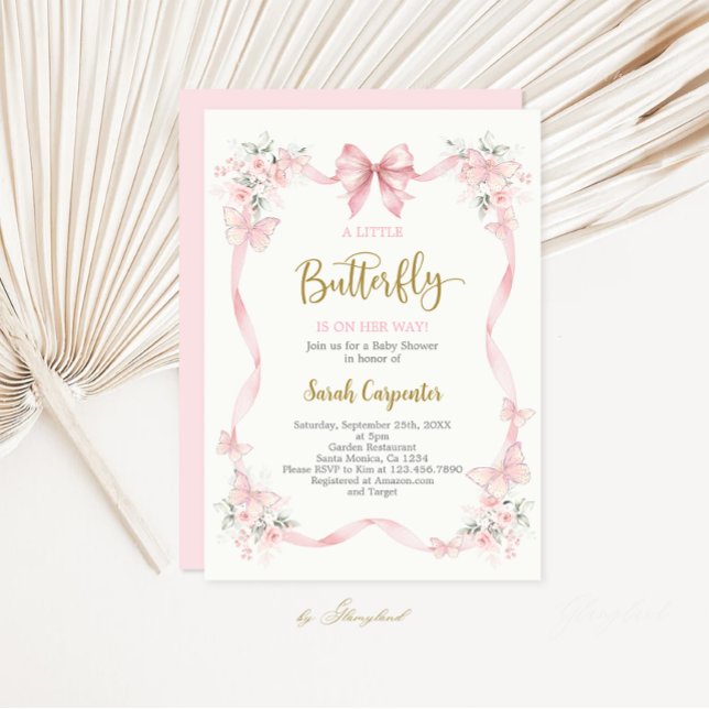 A little Butterfly Baby Shower Girl Invitation (Créateur téléchargé)