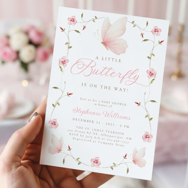 A Little Butterfly Floral Garden Baby Shower Einladung (Von Creator hochgeladen)