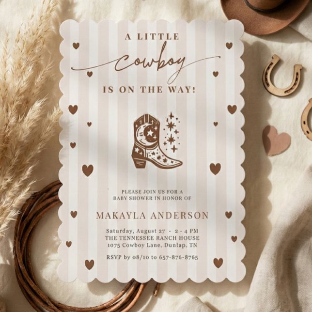 A Little Cowboy Is On The Way Western Baby Shower Einladung (Von Creator hochgeladen)