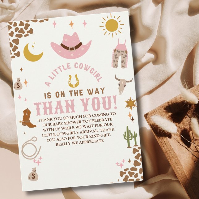 A Little Cowgirl Is on The Way Cute Baby Shower Dankeskarte (Von Creator hochgeladen)