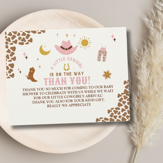 A Little Cowgirl Is on The Way Cute Baby Shower Dankeskarte (Von Creator hochgeladen)