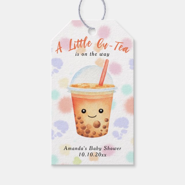 A Little Cu-Tea Bubble Tea Baby Shower Geschenkanhänger (Vorderseite)