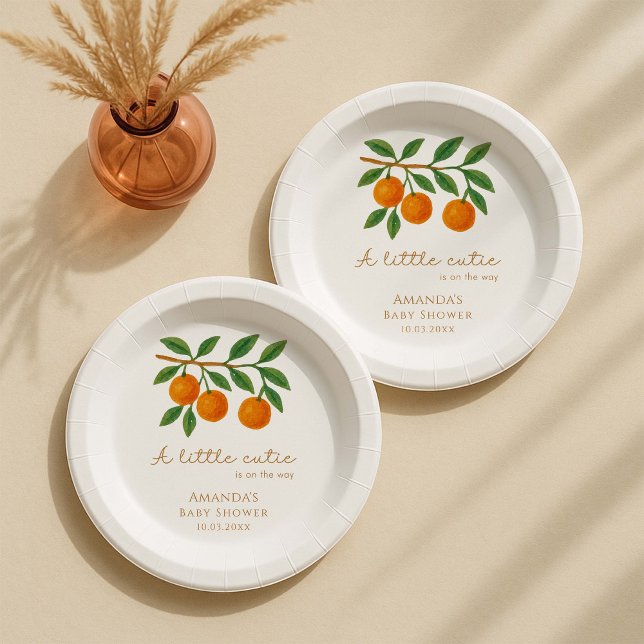 A Little Cutie Baby Shower Pappteller (Von Creator hochgeladen)