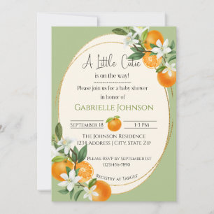 A Little Cutie is on the way neutral baby shower Einladung